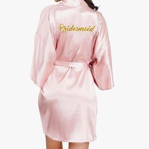 Pink bridesmaid satin robe